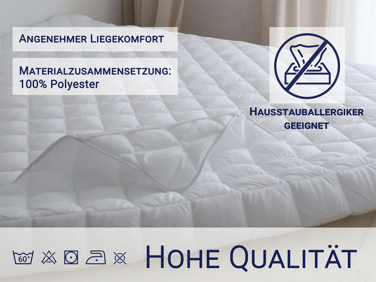 MATRATZENAUFLAGE, 80x200 cm, 100% Polyester, Weiß - Weiß, Textil (80/200cm) - Zollner