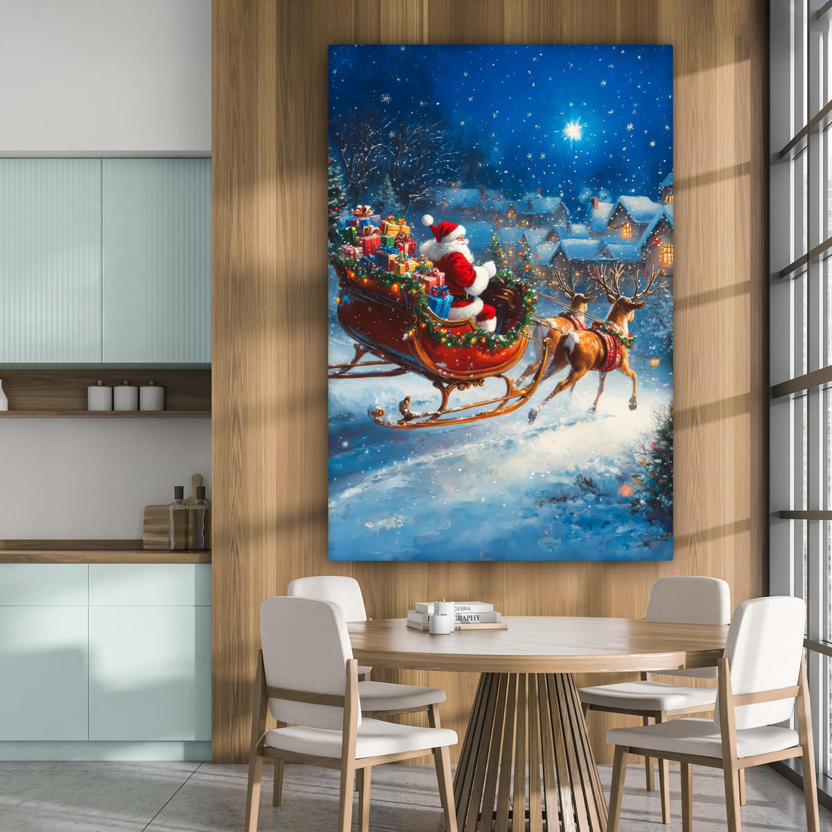 SLIKA NA PLATNU Božiček 90x140 cm - konjak, tekstil (90/140cm) - MuchoWow