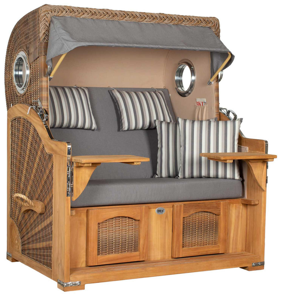 STRANDKORB XXL Düne Grande Teak Banana - Braun/Grau, Metall (142/170/95cm) - Mr. Deko