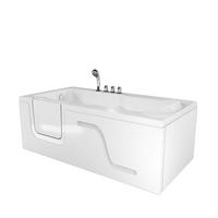 SENIORENWANNE mit Tür S17-TH-R 75x150cm - Weiß, Glas/Kunststoff (150/54/75cm) - AcquaVapore by Sandra Jentho