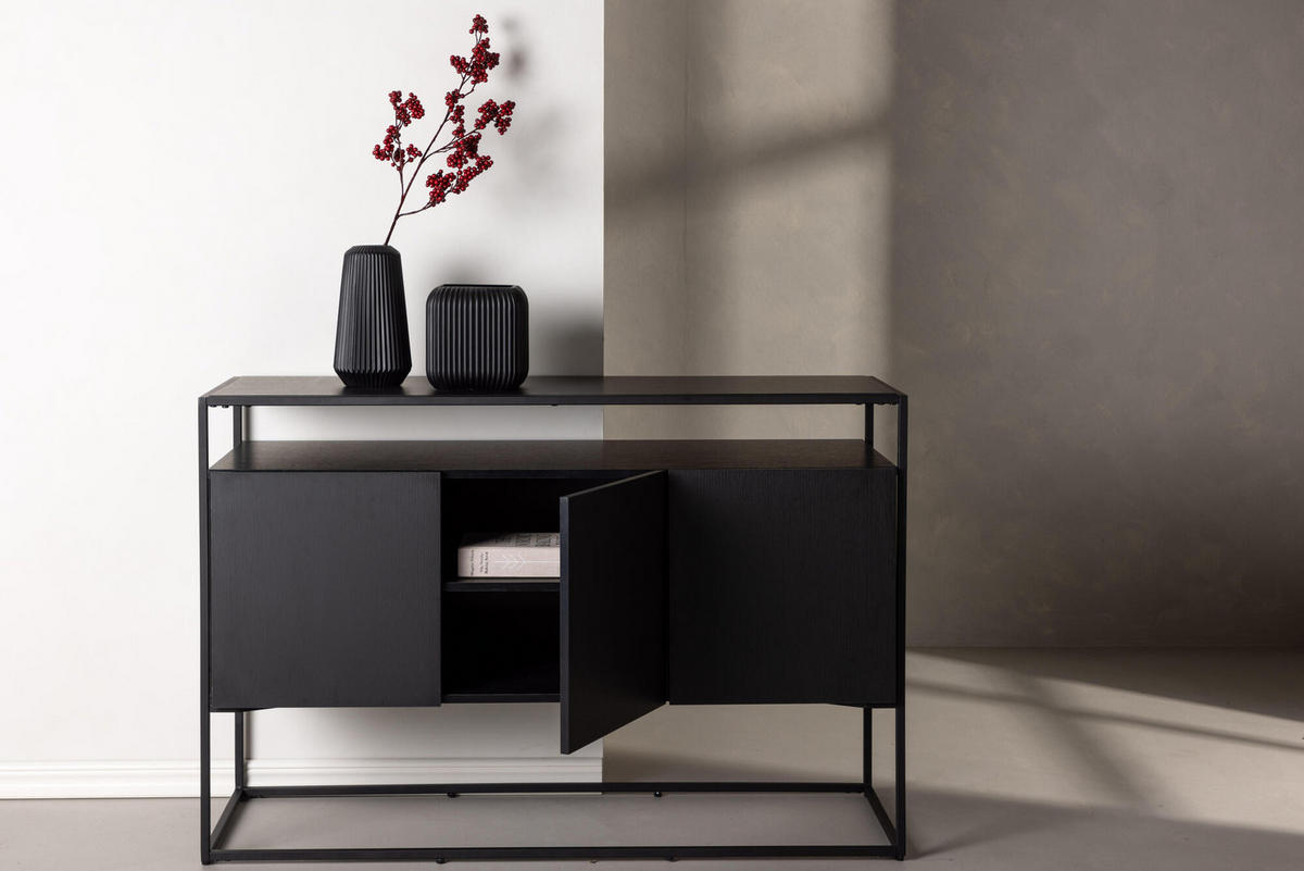 SIDEBOARD KINGSPORT Schwarz 120x45x80 cm - Schwarz, Holz (120/80/45cm) - FURNLUX