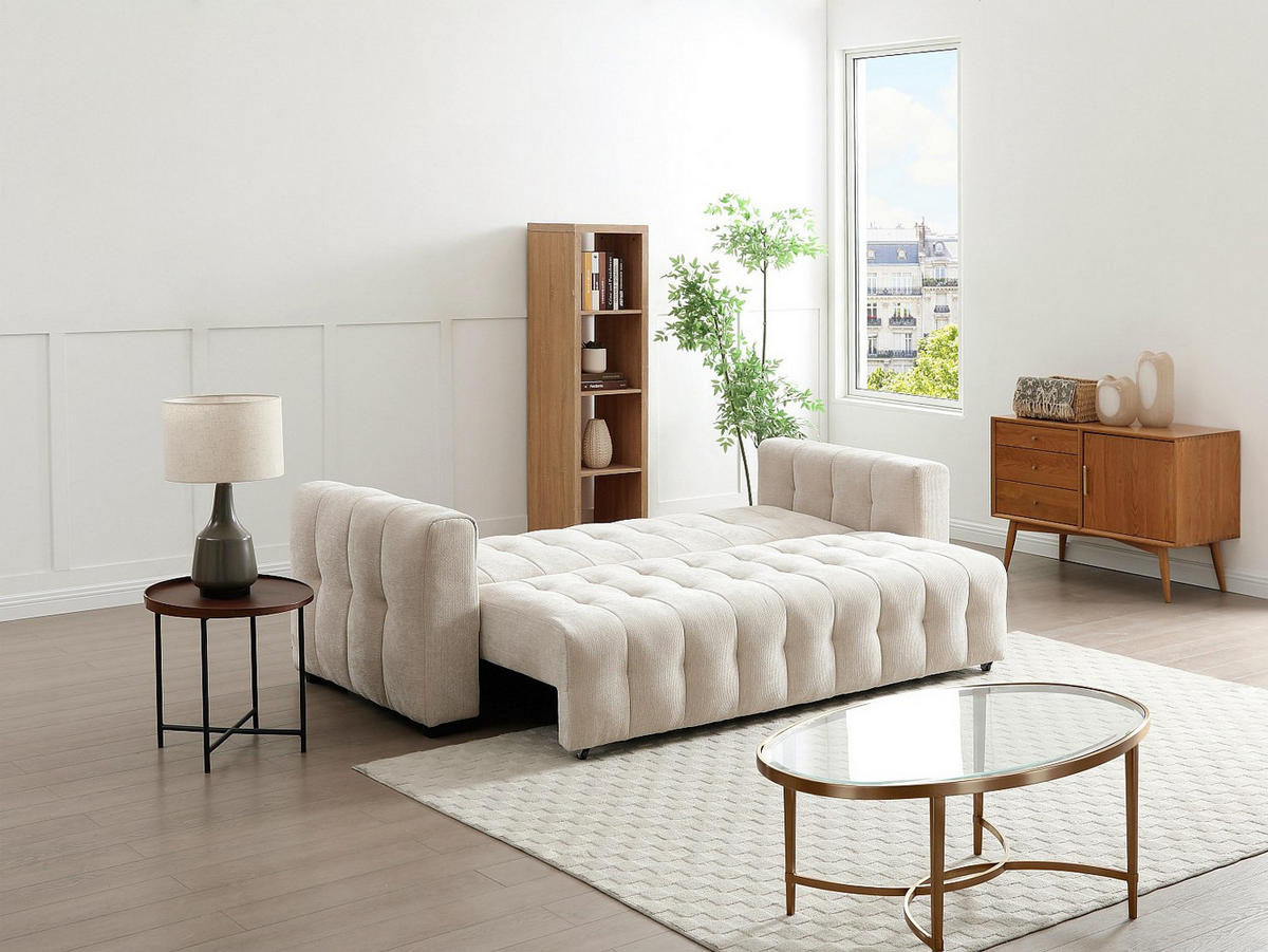 SCHLAFSOFA - 3 Personen - stoff - beige Panilo - Beige, Textil (240/85/97cm) - Vente-Unique