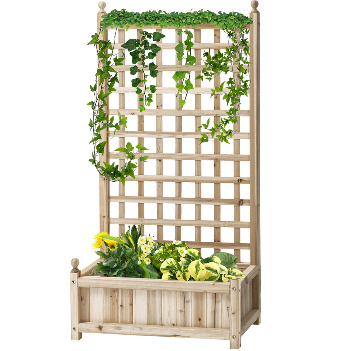 HOCHBEET DE-05335 Mit Rankgitter, Rosenbogen Natur - Naturfarben, Holz (64/120/28cm) - ComfortXL