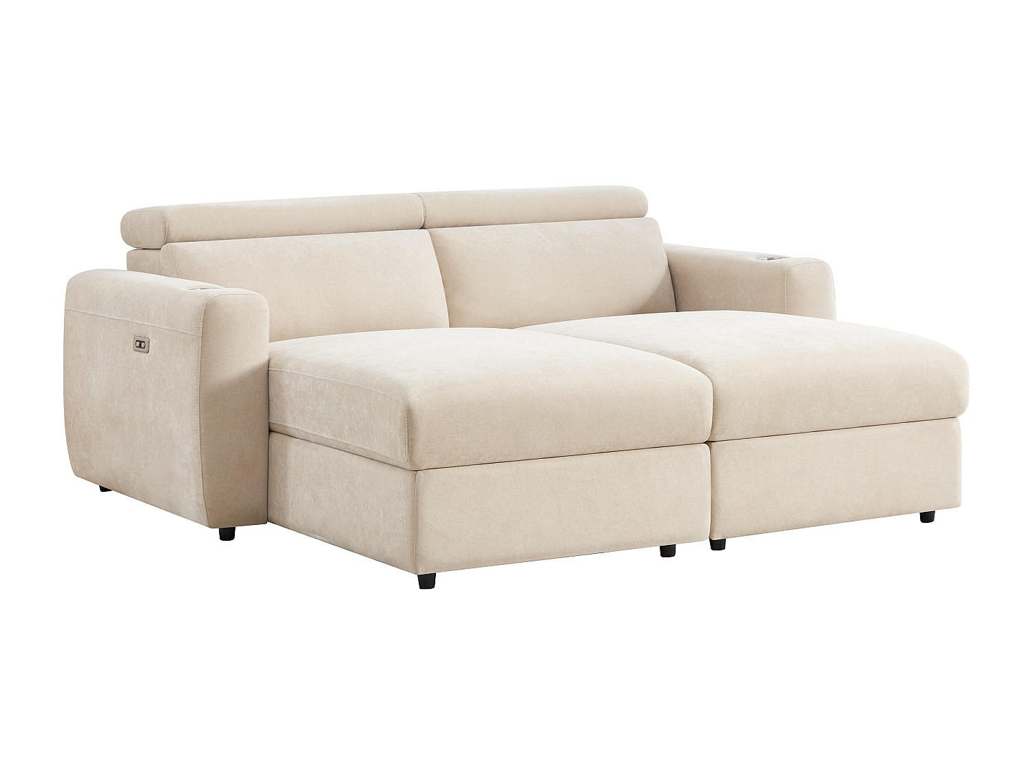 3-SITZER Sofa mit elektrischer Relaxfunktion und tiefer Sitzfläche aus beigem Stoff - BERALDA - Beige, Textil (196/78/175cm) - Vente-Unique