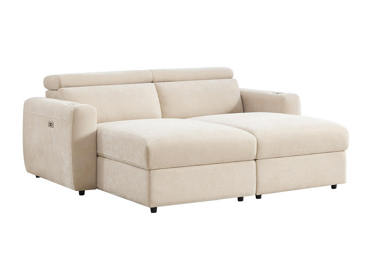 3-SITZER Sofa mit elektrischer Relaxfunktion und tiefer Sitzfläche aus beigem Stoff - BERALDA - Beige, Textil (196/78/175cm) - Vente-Unique