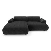 ECKSOFA LINKS Gemusterter Samt Schwarz 266cm - Schwarz, Textil (165/266cm) - Sia Home