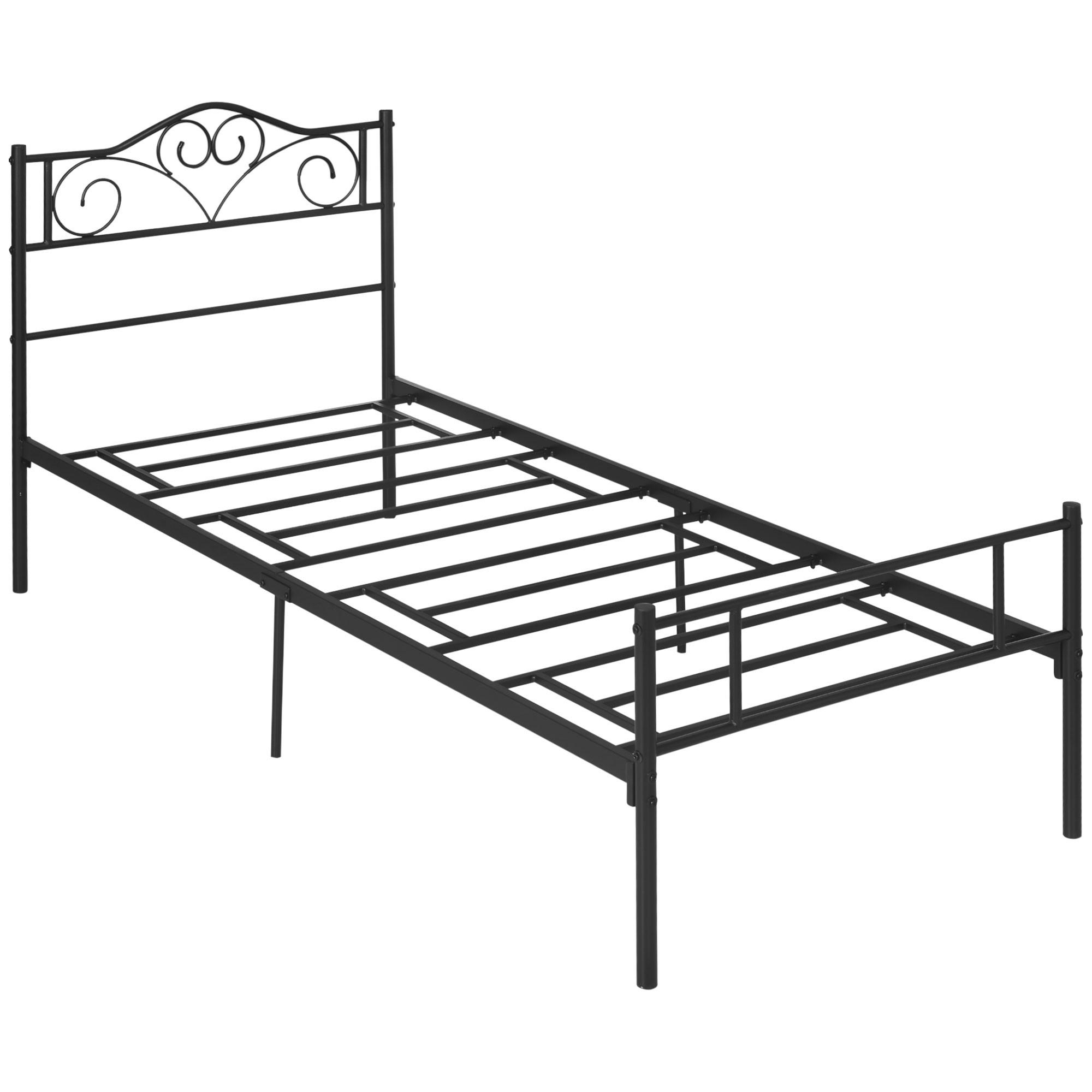 BETTGESTELL 90x200 cm DE-08244 mit Lattenrost, Kopf- & Fußteil Schwarz - Schwarz, Metall (90/200cm) - ComfortXL