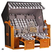 STRANDKORB XXL Ostsee 3Sitzer PE Schwarz - Schwarz/Braun, Metall (160/160/80cm) - Mr. Deko