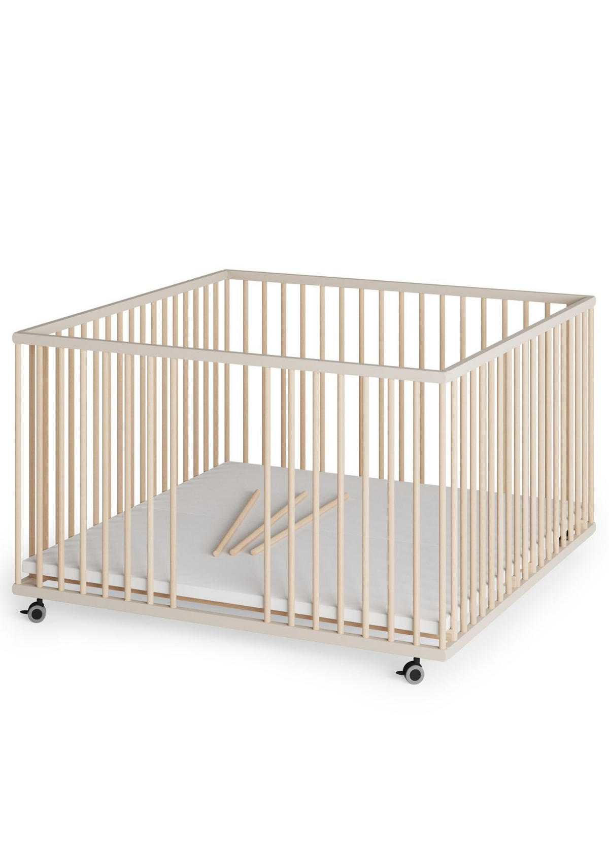 LAUFGITTER XXL 120x120 cm mit Schlupfsprossen - sahara dust/natur - Premium Kollektion - Sandfarben/Naturfarben, Holz (120/74/120cm) - Sämann – make a difference.