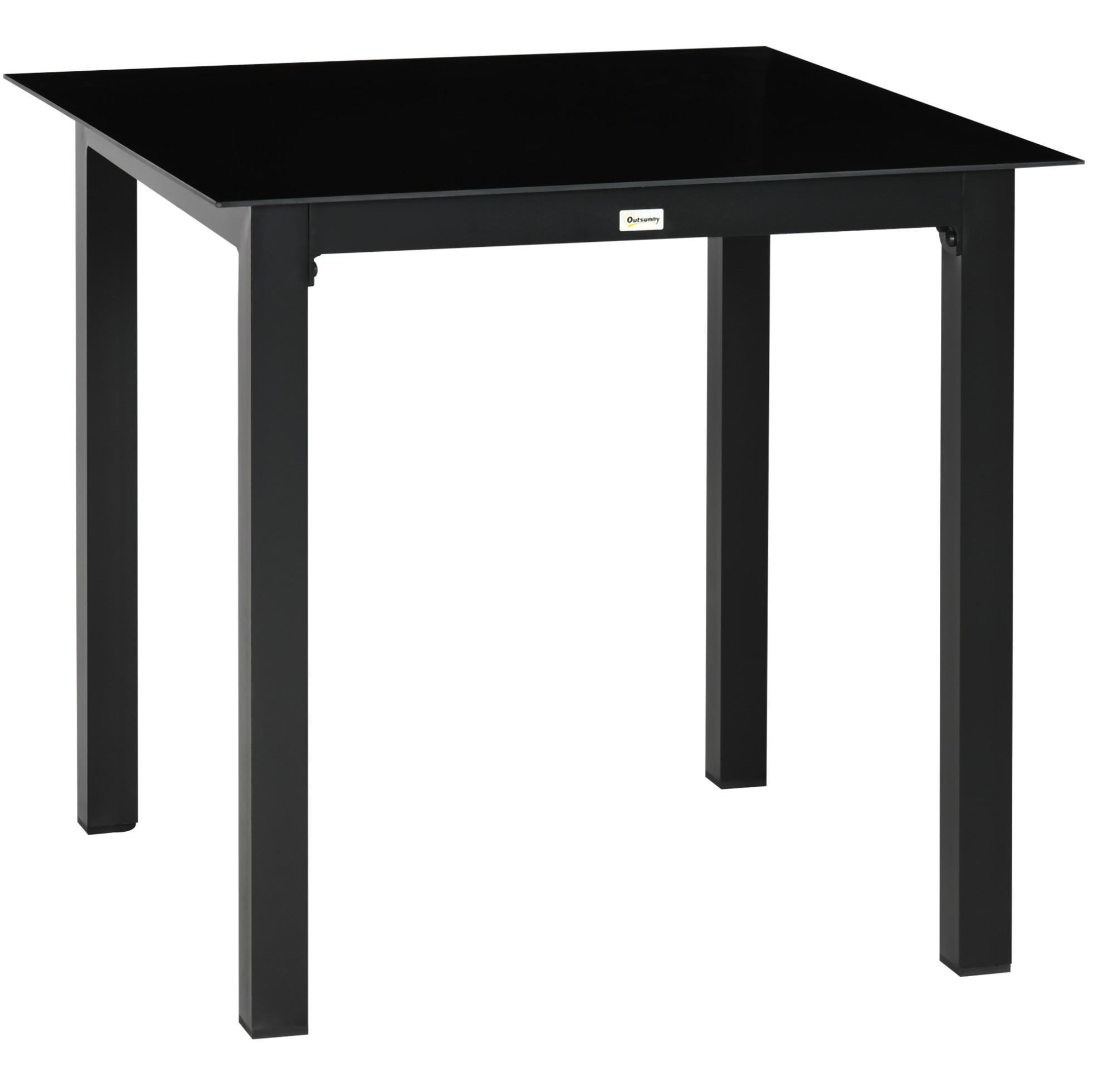 GARTENTISCH 80/80/74 cm schwarz aus Aluminium mit Glasplatte - Schwarz, Metall (80/80/74cm) - OKWISH