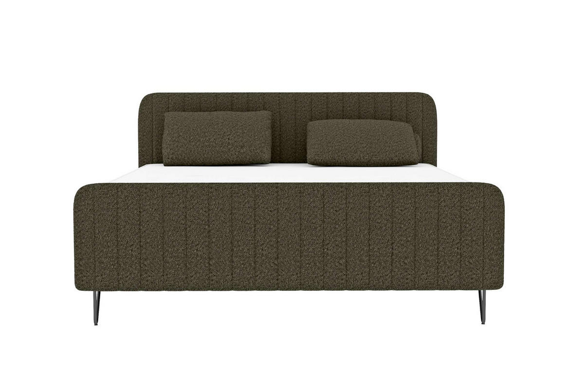 BOXSPRINGBETT LUCIO Bouclé-Stoff Olivgrün 180/200 cm - Schwarz/Olivgrün, Textil/Metall (180/200cm) - 99rooms