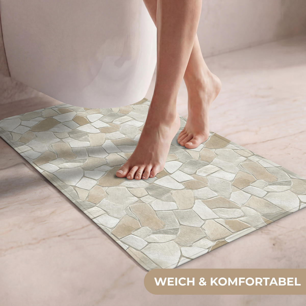 WC PŘEDLOŽKA Mozaika - kameny - béžová 50x80 cm - béžová, textil/plast (50/1cm) - OnlyWow