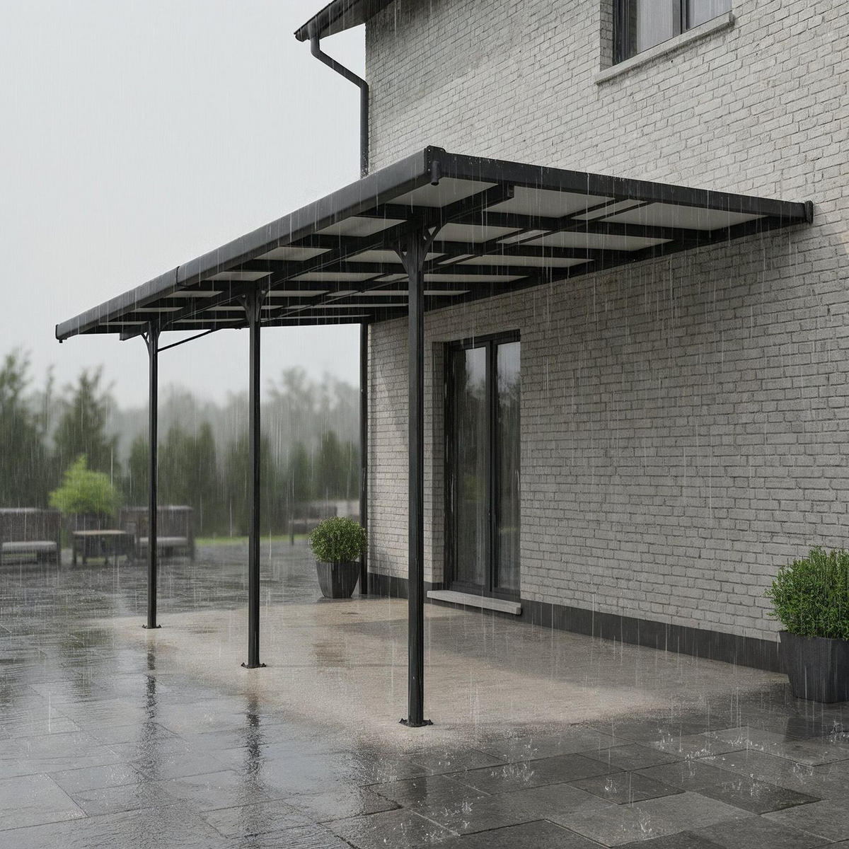 TERRASSENDACH Borneo Aluminium 4x3m dunkelgrau - Dunkelgrau, Metall (435/300/300cm) - Juskys