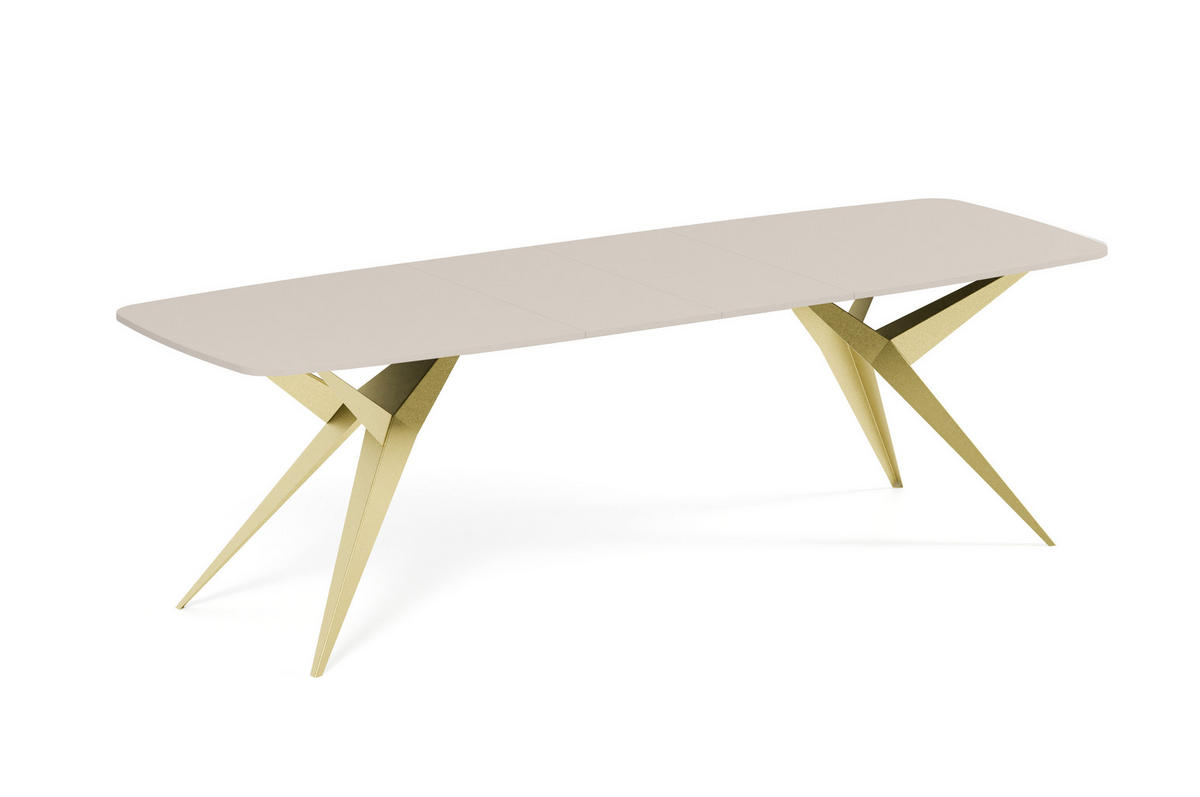 ESSTISCH AXIS - Kaschmir/Goldfarben, Holzwerkstoff/Metall (90/180/76cm) - Meblini