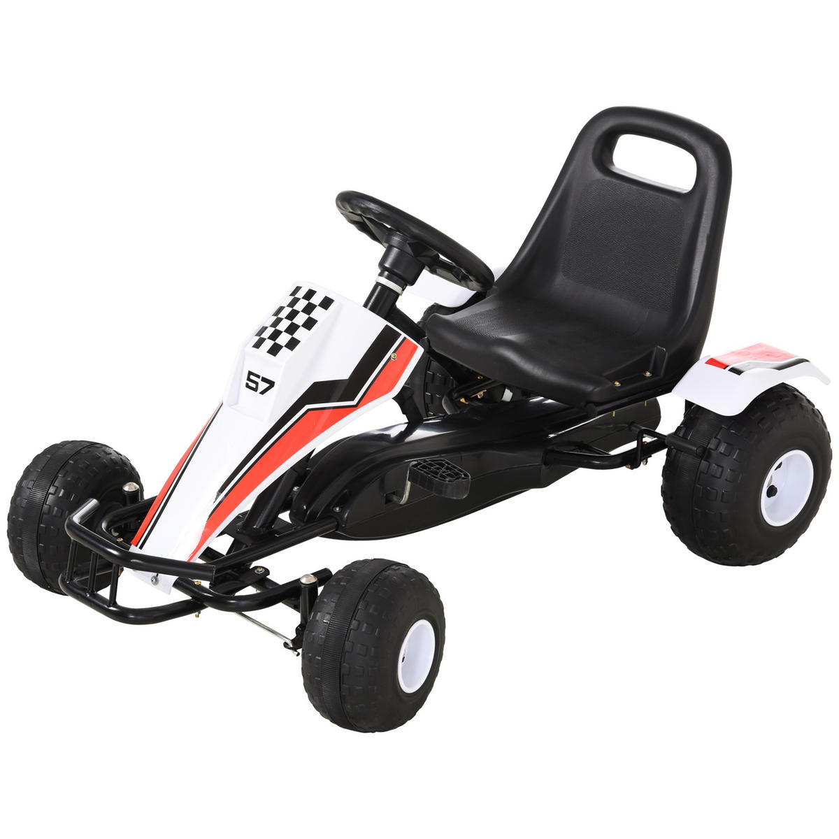 GOKART DE-06082 mit verstellbarem Sitz und Bremse Weiß - Weiß, Metall (104/66/57cm) - ComfortXL