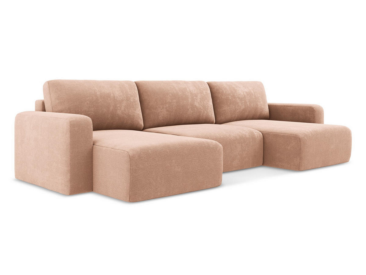 WOHNLANDSCHAFT Chenille Stoff Pink - Pink/Koralle, Kunststoff/Textil (332/79/149cm) - Makamii