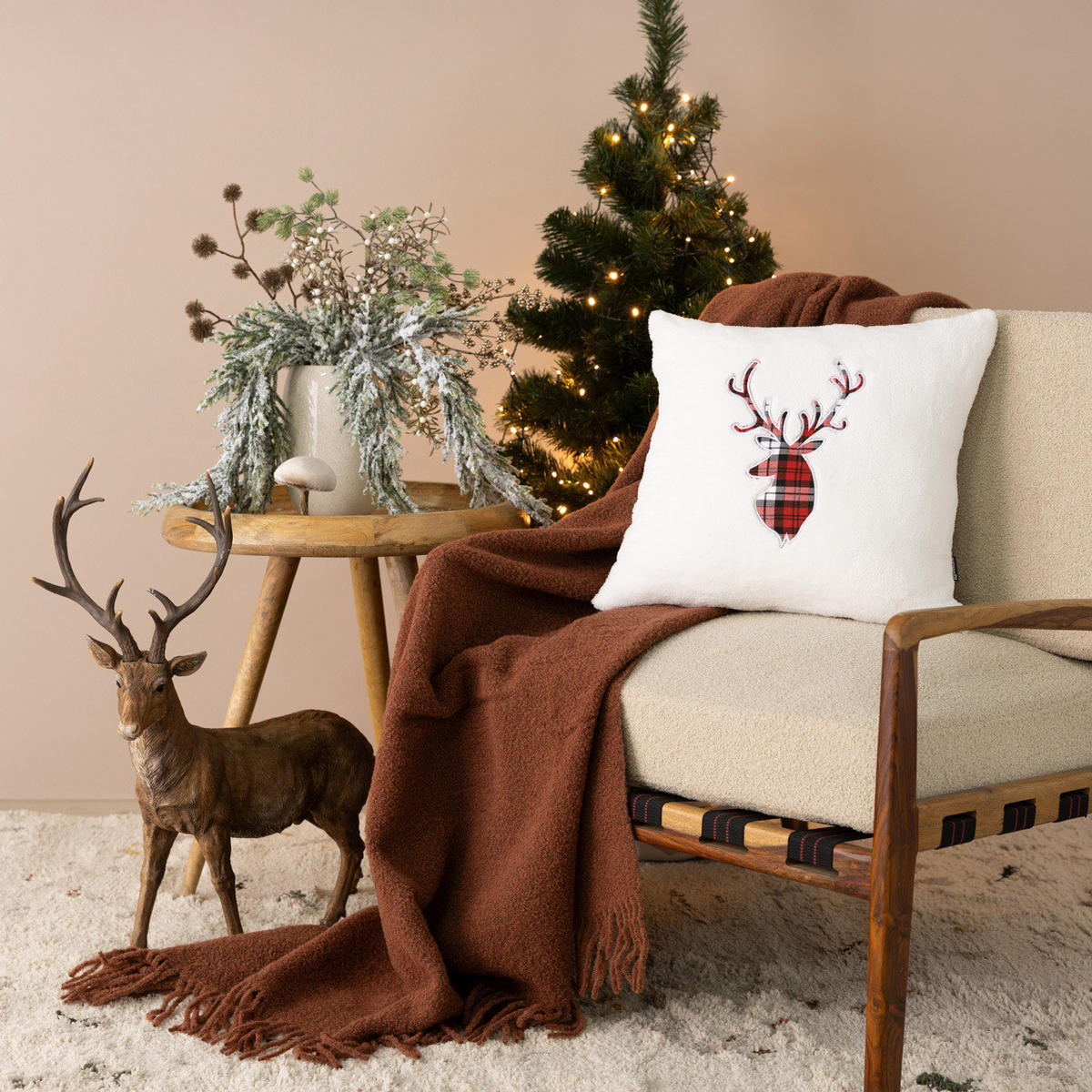 KISSENHÜLLE Plaid Stag 43x43 cm - Rot, Textil (43/1cm) - Dekoria