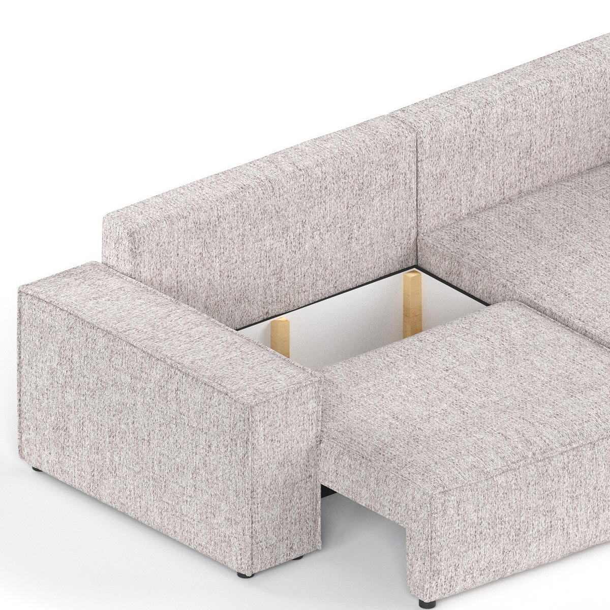 ECKSOFA AVION mit Schlaffunktion Beige im Neve Stoff - Beige/Schwarz, Holz/Holzwerkstoff (253/148cm) - AltaBeds