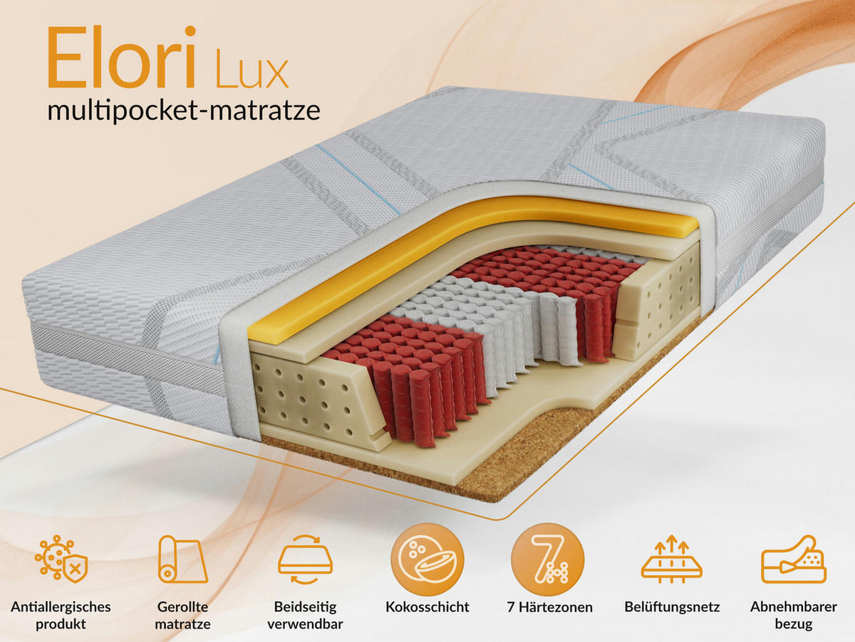 TASCHENMATRATZE ELORI - 200/200 - H3/H4 - Lux - Multicolor, Textil (200/200cm) - MKS