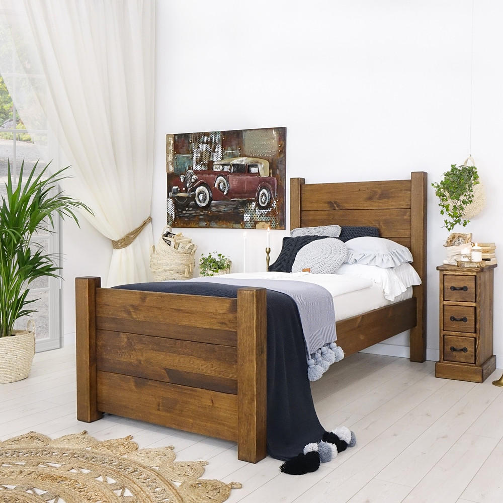 BETT aus Massivholz Rustyk Dobromir 90x200 - Dunkelbraun, Holz (90/200cm) - Seart
