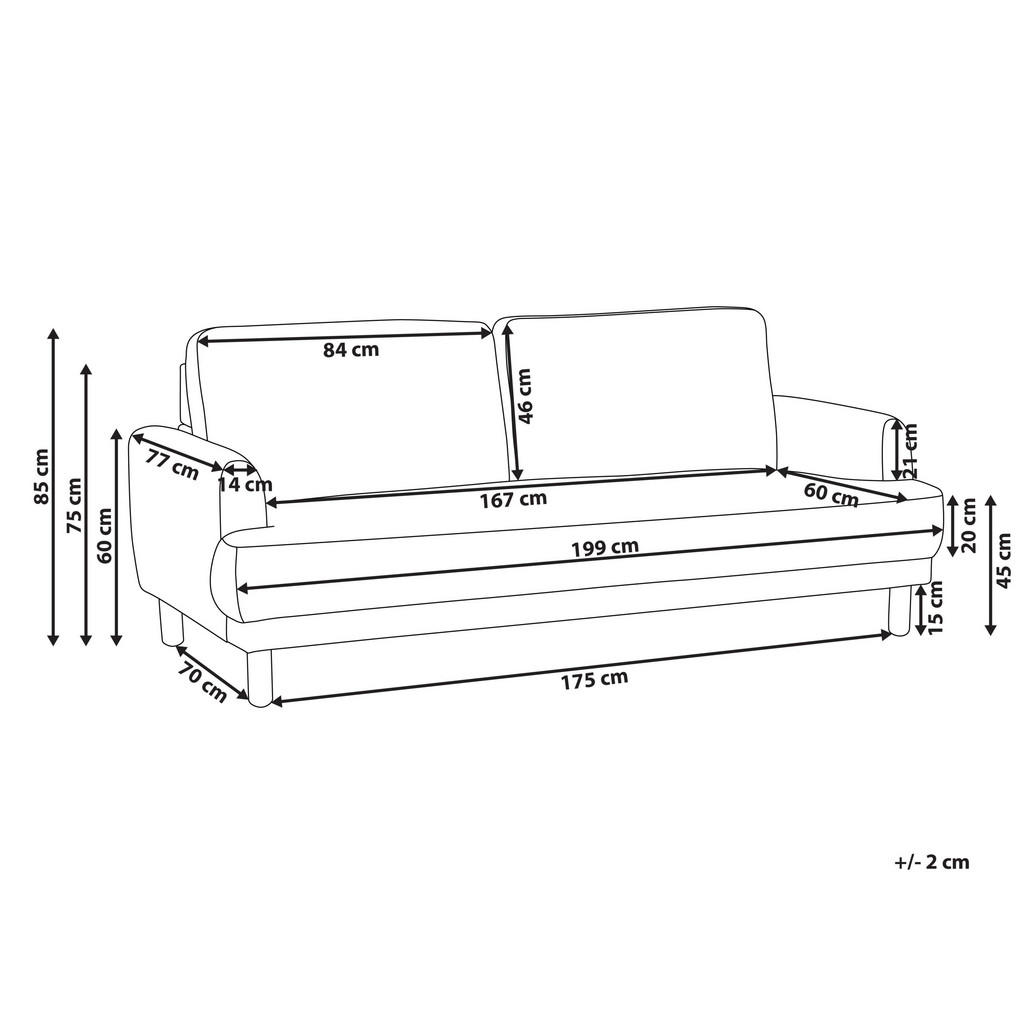 Thumbnail - Beliani 3-Sitzer-Sofa, Beige, Hellbraun, Textil, 199x85x90 cm, Wohnzimmer, Sofas & Couches, Sofas, 3-Sitzer Sofas