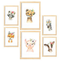 POSTER Set Mit 6 Ästhetisches Blumentier Größe A3 & A4 Rahmen aus hellem Holz - Beige, Papier (29.7/1cm) - Nacnic