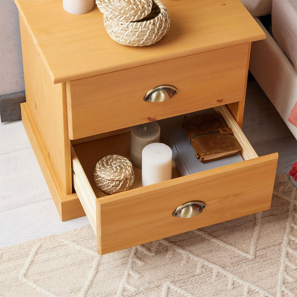 NACHTKOMMODE PARIS - Braun, Holz (48/44/39cm) - IDIMEX