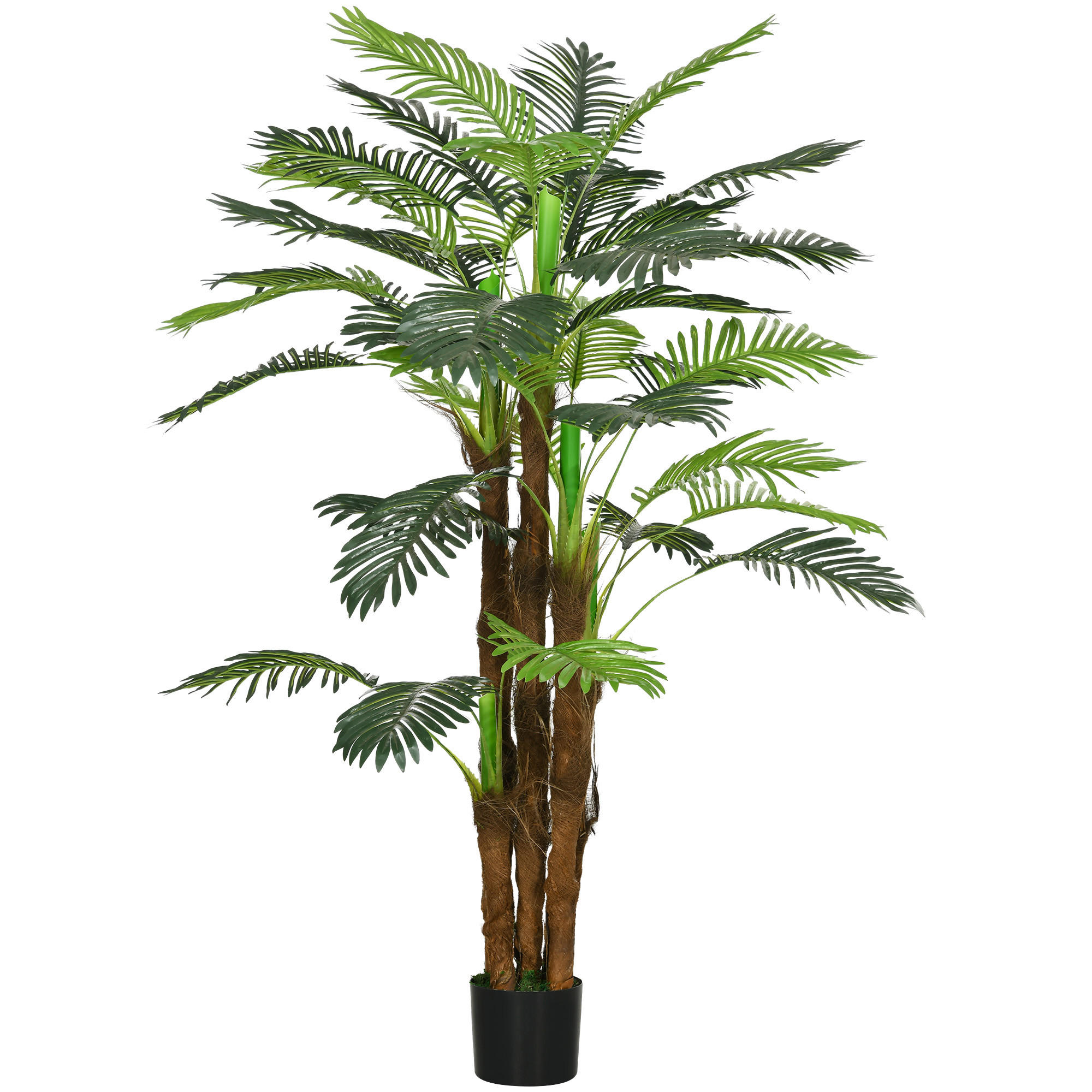 HOMCOM UMĚLÉ rostliny, umělá palma, 160 cm umělá rostlina s 36 větvemi, zelená