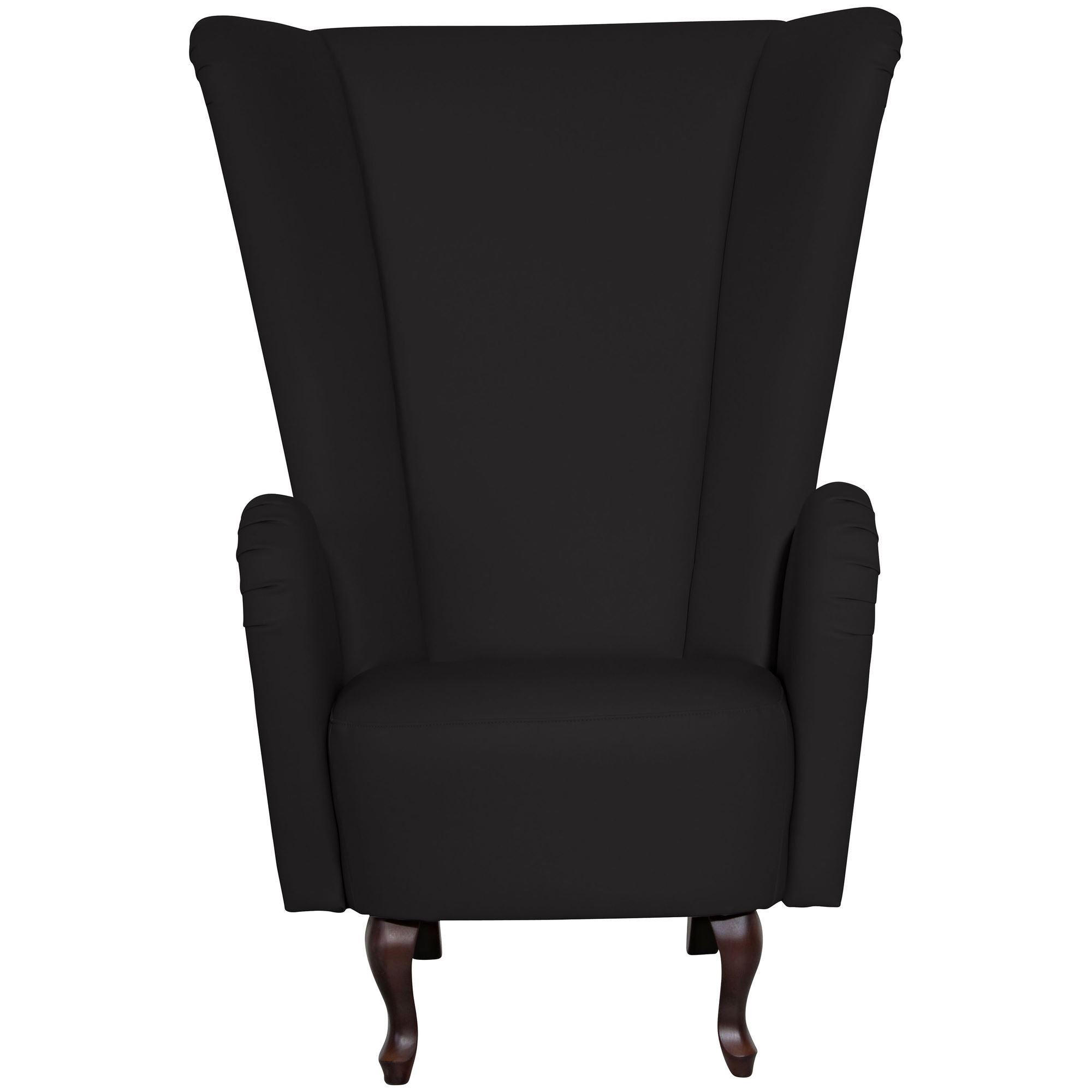 HOCHLEHNSESSEL Kailey Bezug Kunstleder Buche nussbaum dunkel / schwarz - Schwarz, Kunststoff (96/122/89cm) - 58aufmkessel