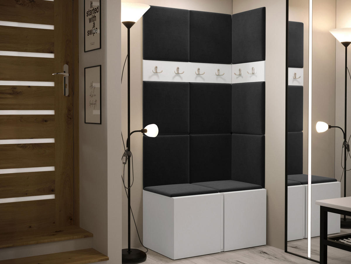 GARDEROBEN-SET Orion I - Anthrazit/Weiß, Holzwerkstoff/Kunststoff (84/186/46cm) - MIRJAN24