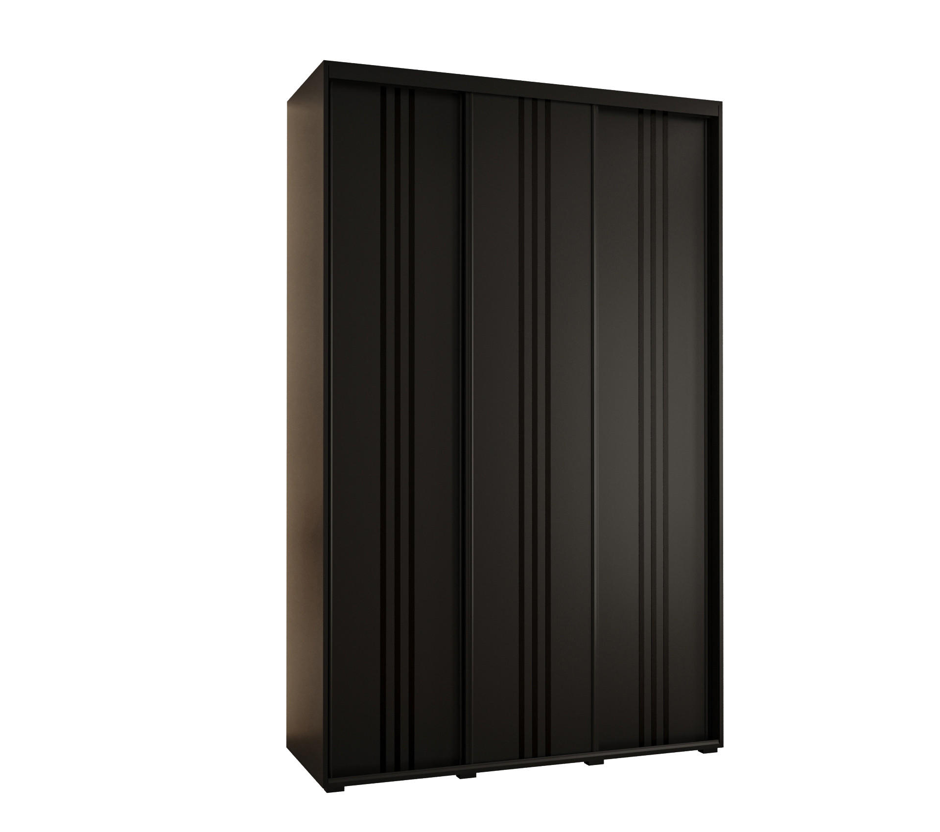 Abiks Möbel SCHWEBETÜRENSCHRANK Schwarz, Schwarz, Schwarz 160cm × 60cm × 235cm