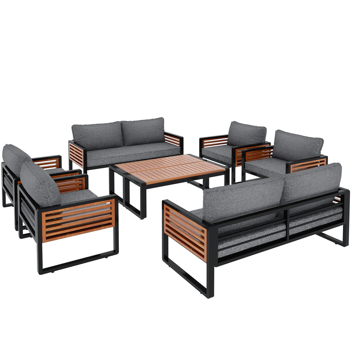 GARTENMÖBEL 115x60x64cm grau aus verzinktem Eisen und mit Kissen - Grau, Metall - Modfu