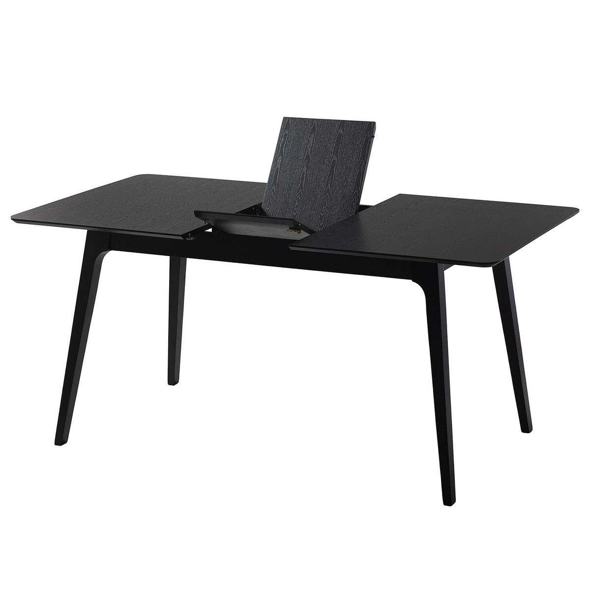 ESSTISCH - Gummibaum teilmassiv - Schwarz, Holzwerkstoff (90/150/75cm) - home24