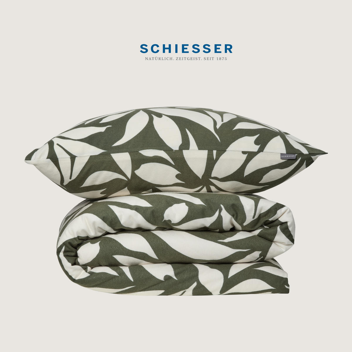 BETTWÄSCHESET Leaf - Feinbiber - 2-teilig - 135 x 200 cm - Grün - Grün, Textil (135/200cm) - SCHIESSER
