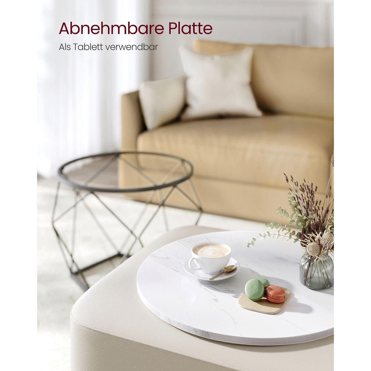 COUCHTISCH ASMARA - Weiß, Metall (50/50/40cm) - Hansiro