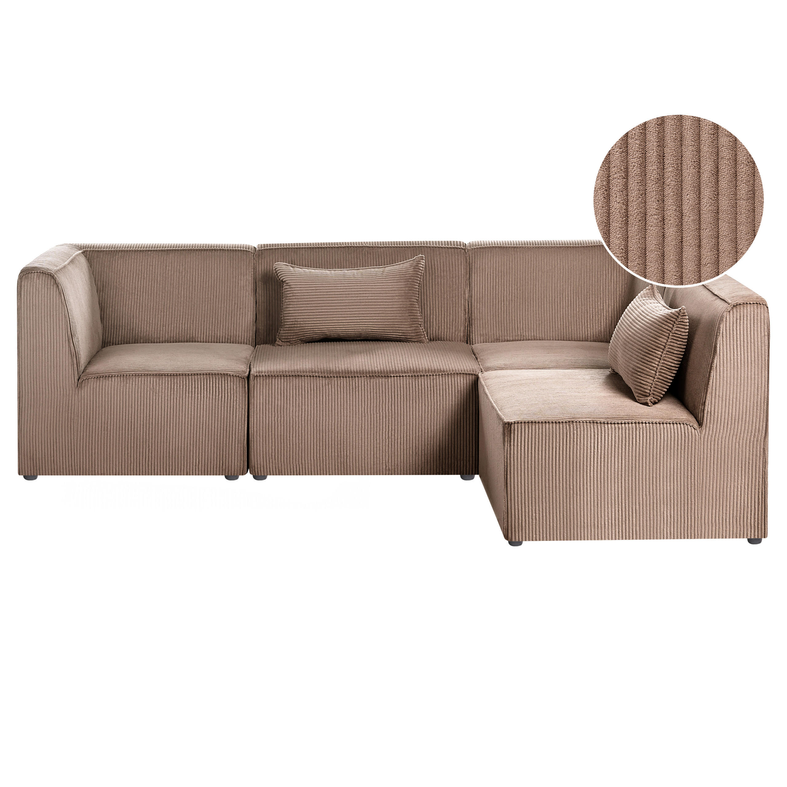 COLȚAR modul cu 4 locuri pe partea stângă bej nisipiu reps reiat Lemvig - bej/nisipiu, material textil (250/166cm) - Beliani
