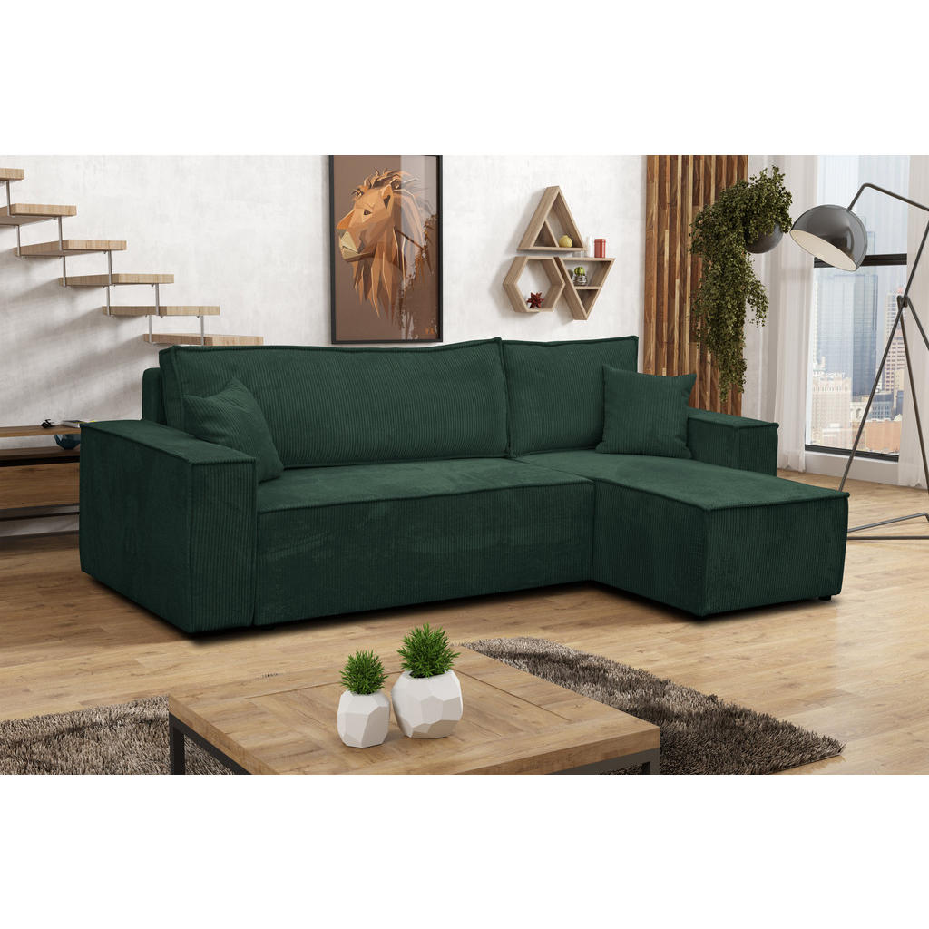 Thumbnail - Venasi Möbel Ecksofa, Grün, Textil, 3-Sitzer, L-Form, 244x145 cm, Wohnzimmer, Sofas & Couches, Wohnlandschaften, Ecksofa...