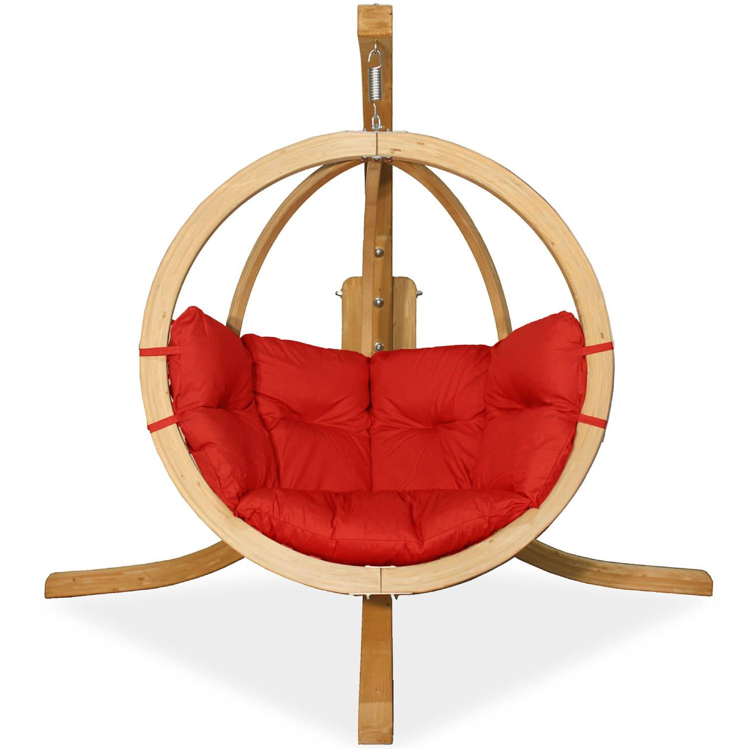 HÄNGESESSEL mit Gestell HIGLO ,Rot - Rot, Holz/Textil (230/183/130cm) - KONSIMO®