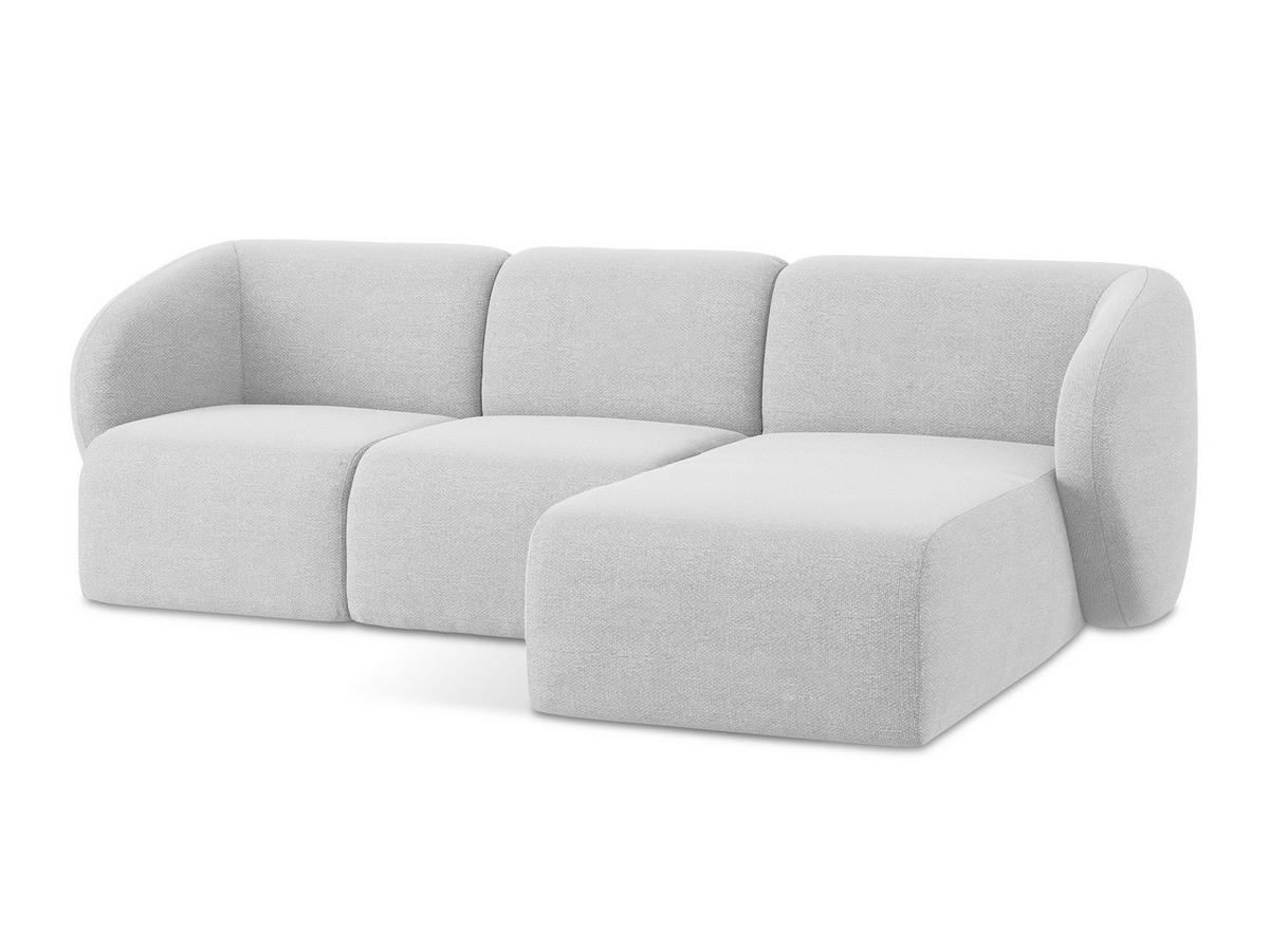 ECKSOFA Rechts Bouclé Stoff Grau - Silberfarben/Schwarz, Holzwerkstoff/Kunststoff (248/166cm) - Makamii