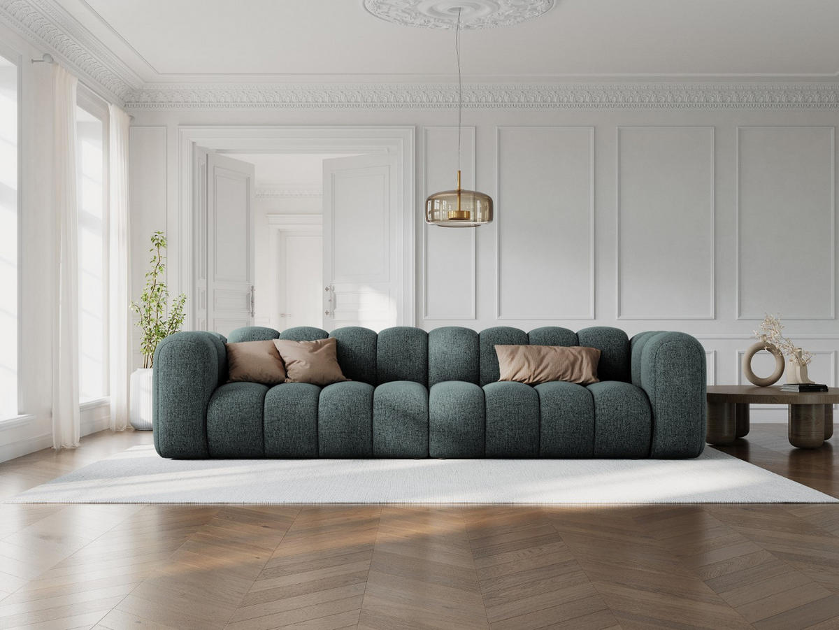 SOFA modular Lupine aus Chenille-Stoff petrol 4 Sitzplätze - Petrol, Textil (95/70/290cm) - Micadoni