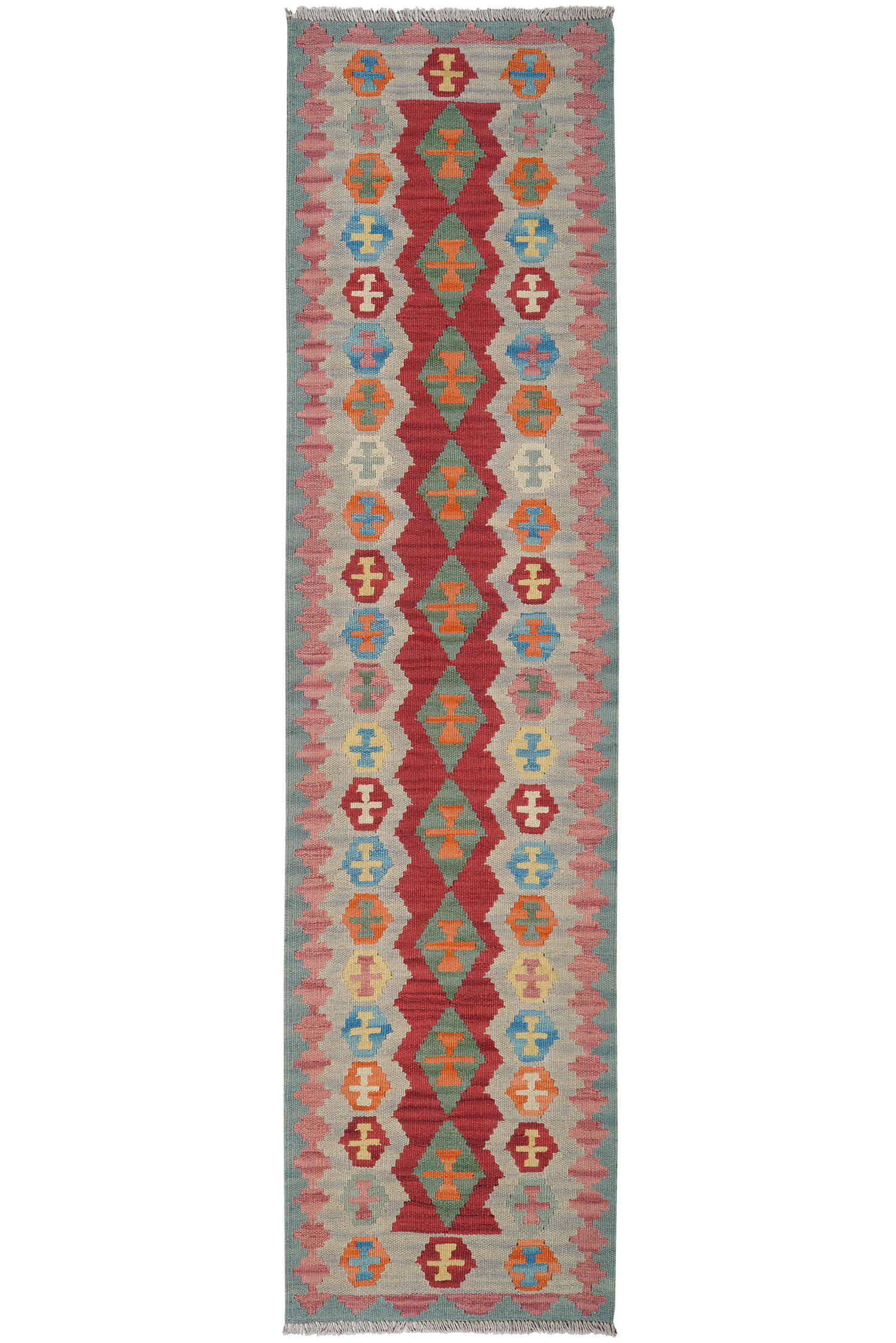 HANDWEBTEPPICH Kelim Gashgai Rot 246/62 cm Schurwolle - Rot, Textil (62/246cm) - Looma