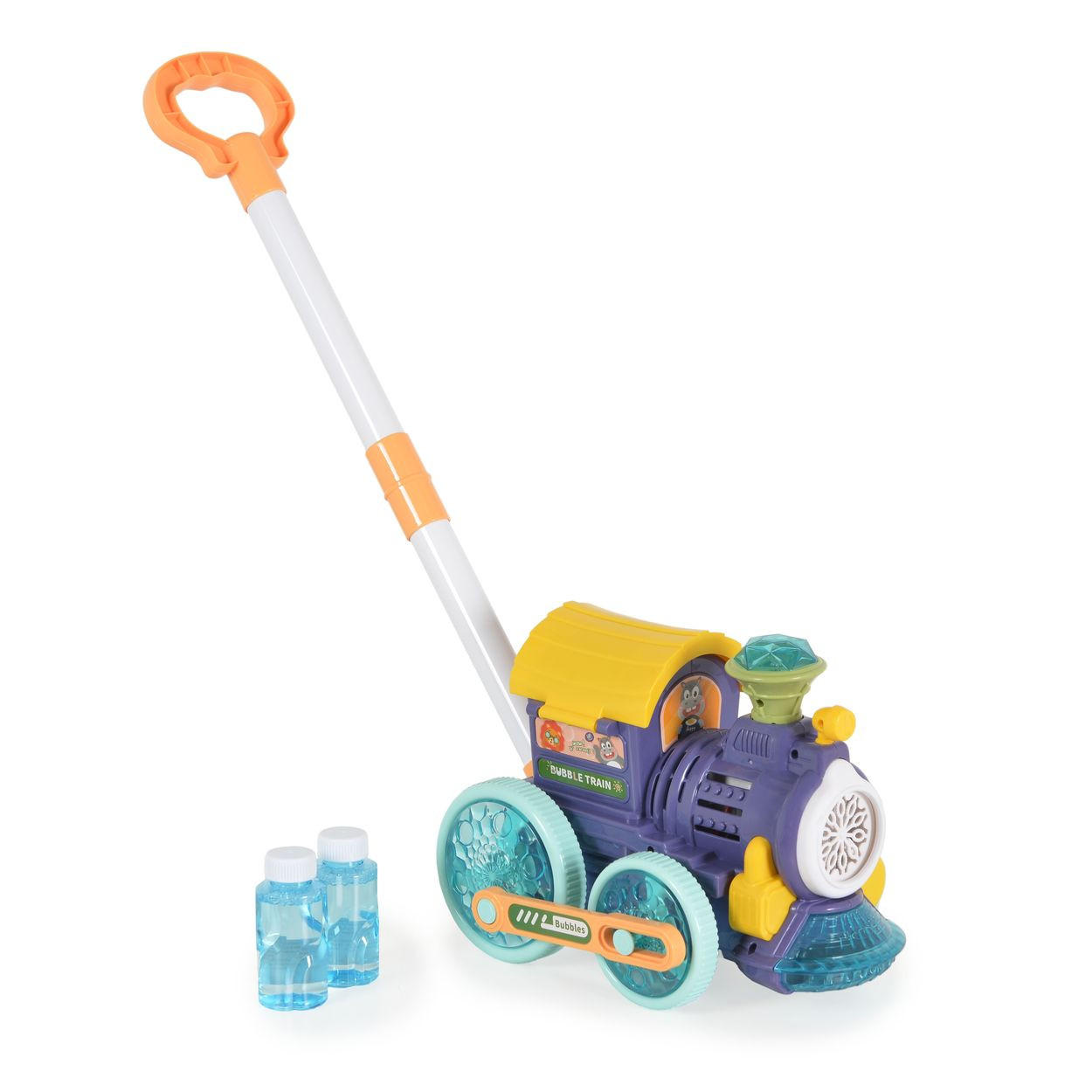SPIELZEUG Schiebespielzeug Eisenbahn blau Seifenblasen, Musik, Licht, 2 Seifenblasenlösungen, 10 Ringe - Blau, Kunststoff (53/47/19cm) - Moni