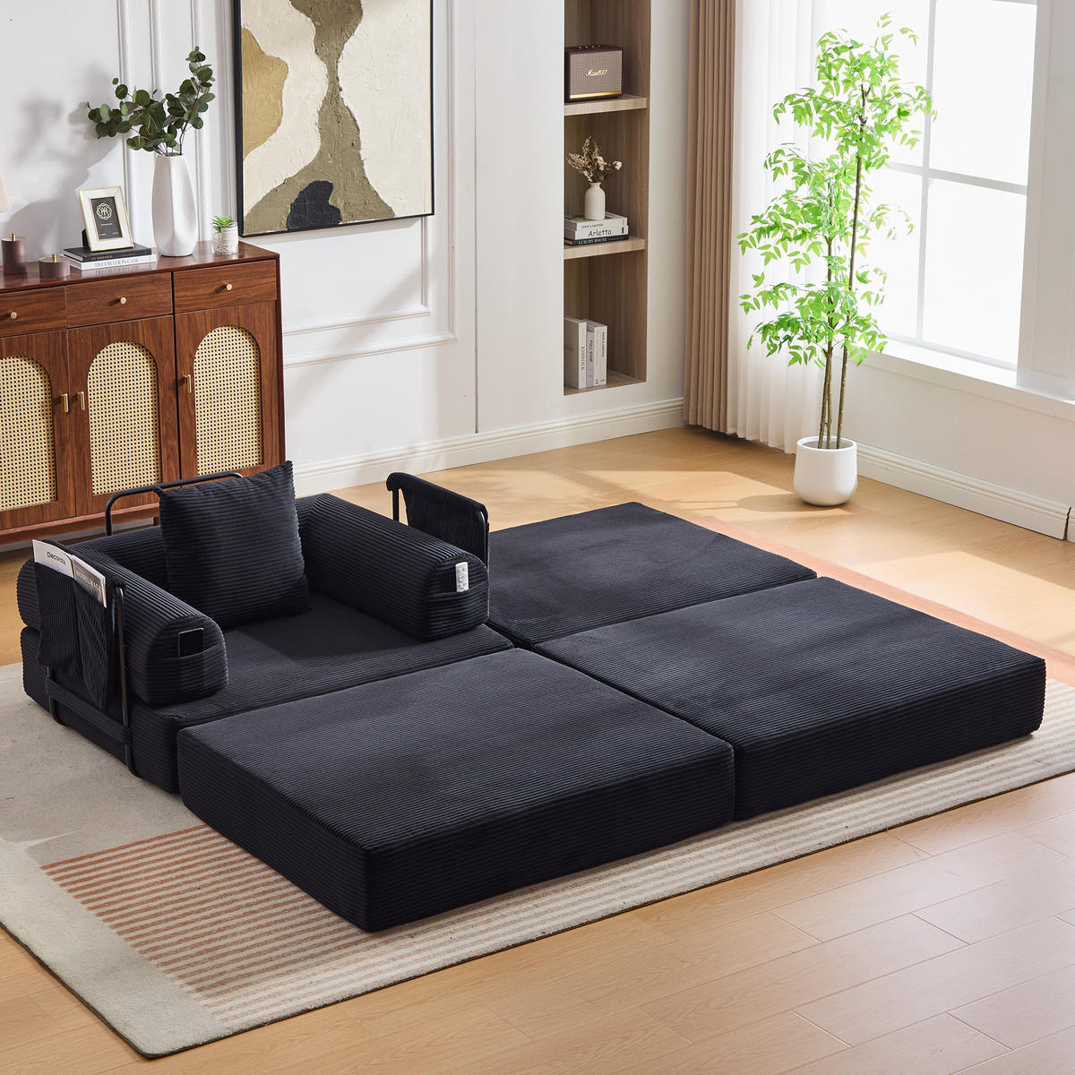 SCHLAFSOFA DE-33789 frei kombinierbar Schwarz - Schwarz, Metall (112/67/190cm) - ComfortXL