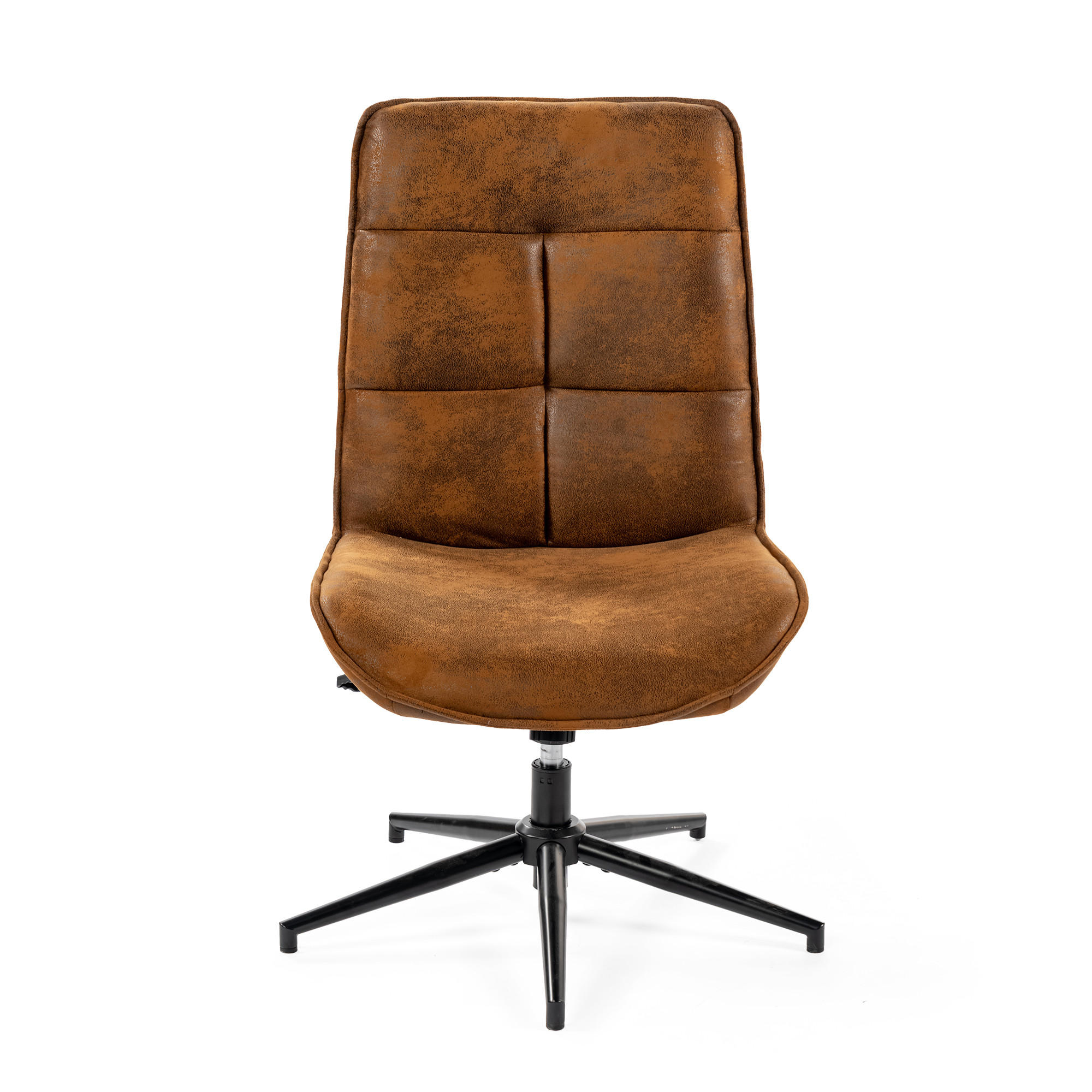 DREHBARER Bürostuhl mit Neigefunktion und Höhenverstellung von 35–41 cm, Braun - Braun, Metall (61/95/67cm) - Meubles Cosy