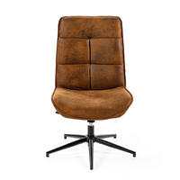 DREHBARER Bürostuhl mit Neigefunktion und Höhenverstellung von 35–41 cm, Braun - Braun, Metall (61/95/67cm) - Meubles Cosy