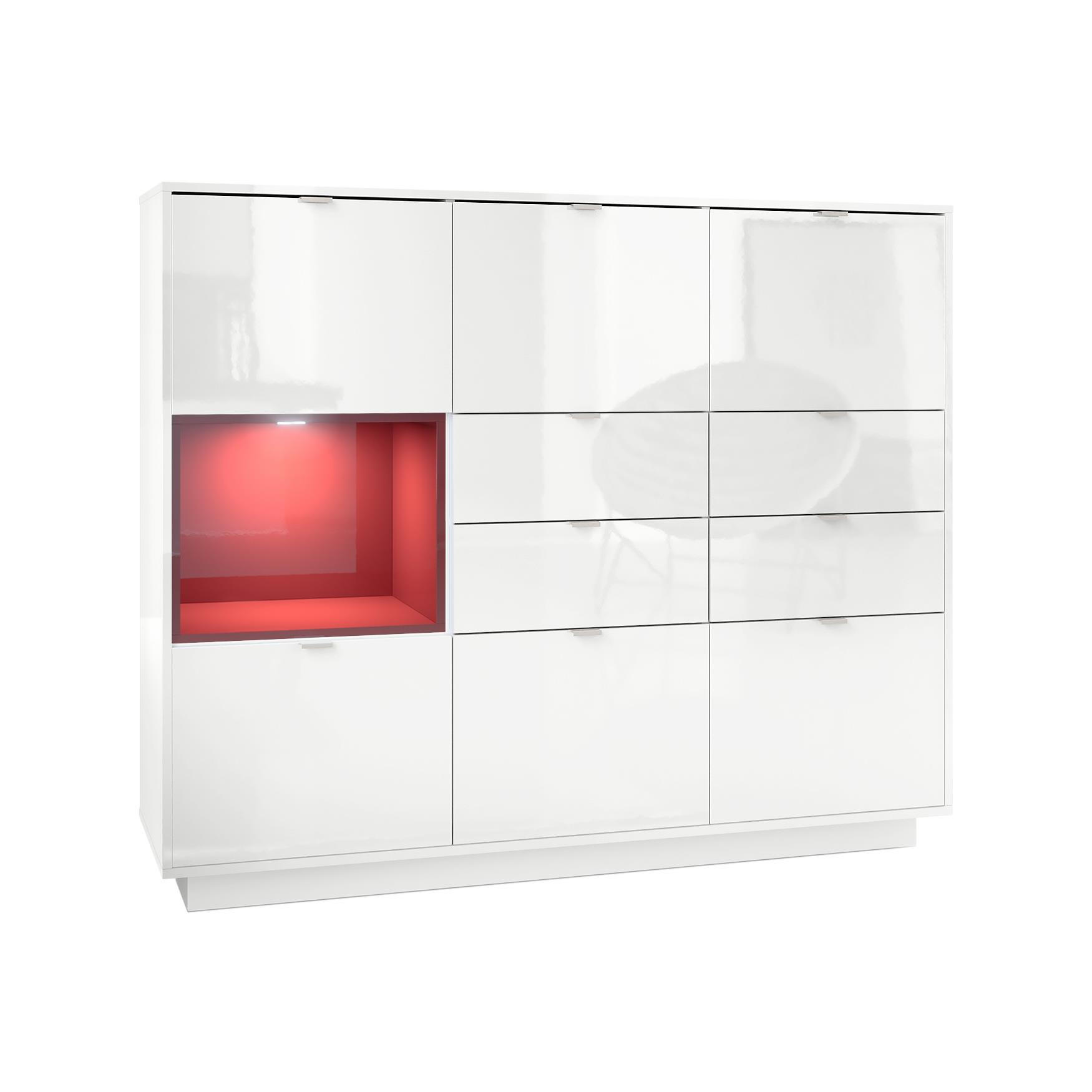 HIGHBOARD Metro Einsatz in Bordeaux Hochglanz - Bordeaux, Holzwerkstoff (153/123/38cm) - Vladon