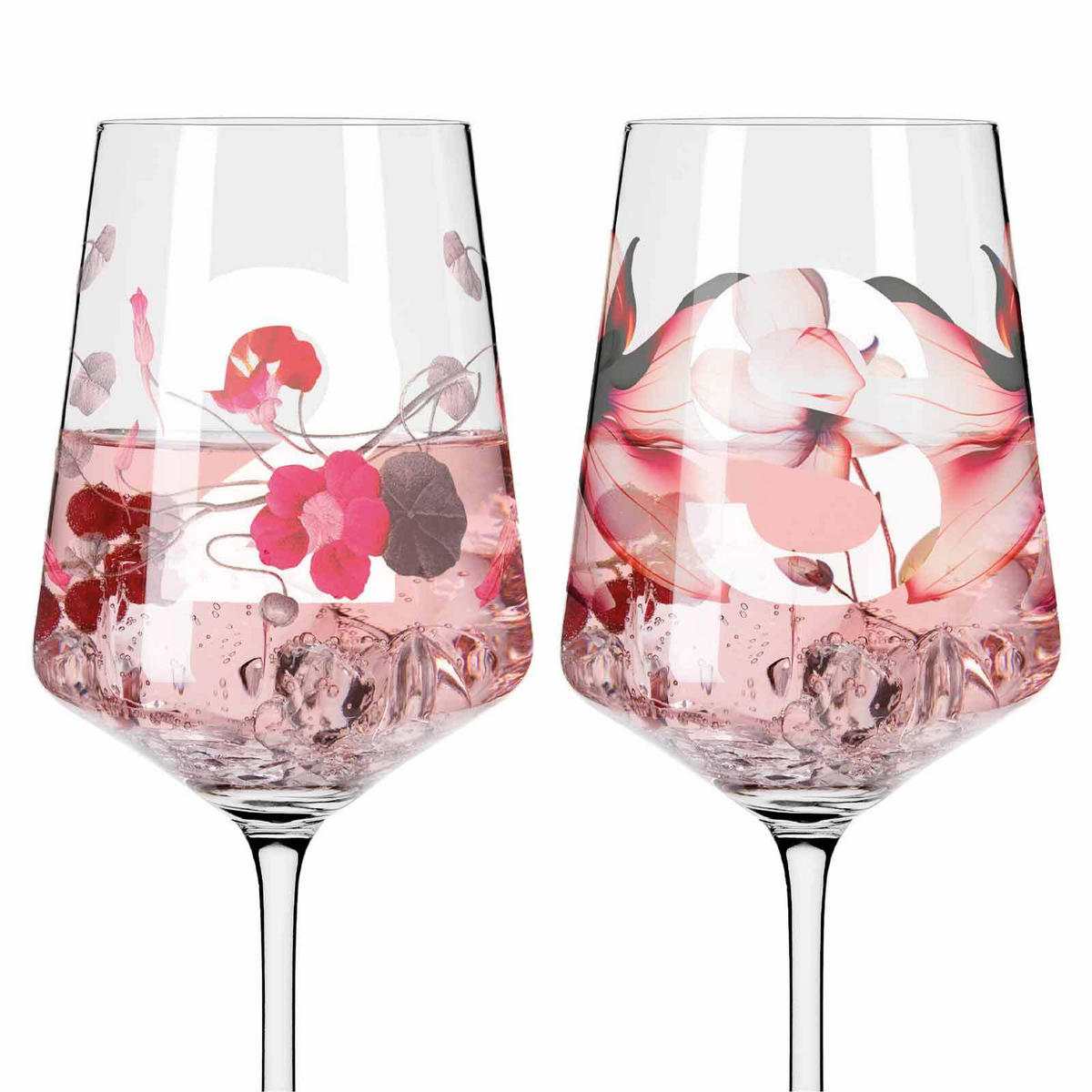 APERITIFGLÄSER BLUMEN UND ZAHLEN Sommersonett transparent 544 ml 2er Set - Transparent, Glas (0.544L) - Ritzenhoff