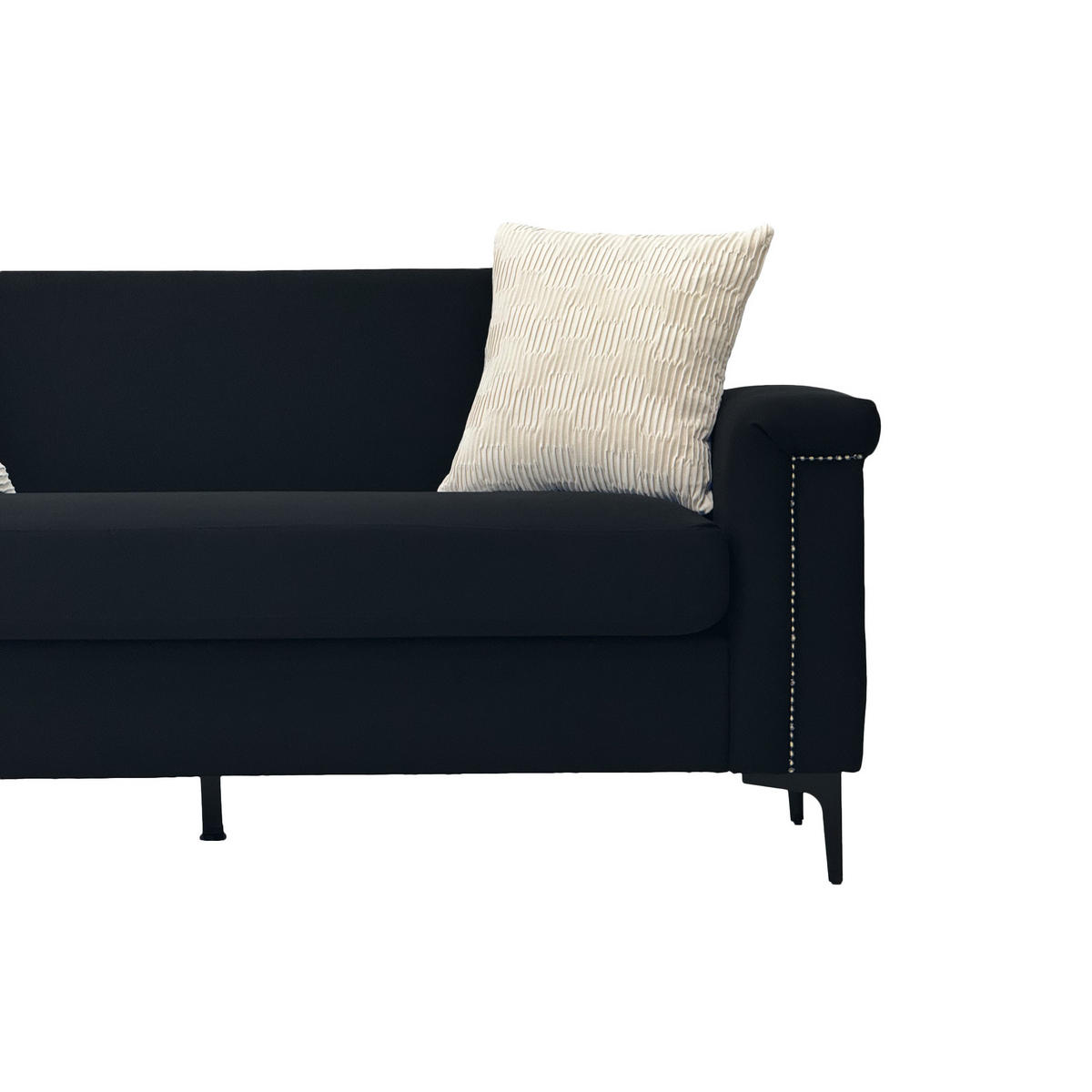 2-SITZER Sofa Massivholzrahmen mit Stoffbezug und Metallfüßen 172/73.5/81.5 cm Schwarz - Schwarz, Textil (73.5/81.5/172cm) - Redom