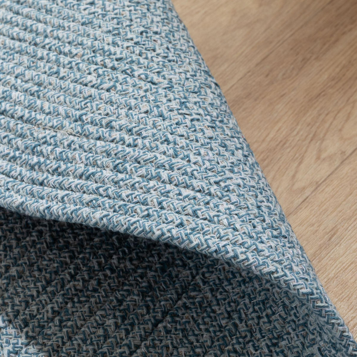 HANDWEBTEPPICH 100/100 cm Bali Plain - Blau, Naturmaterialien (100/100cm) - Steffensmeier