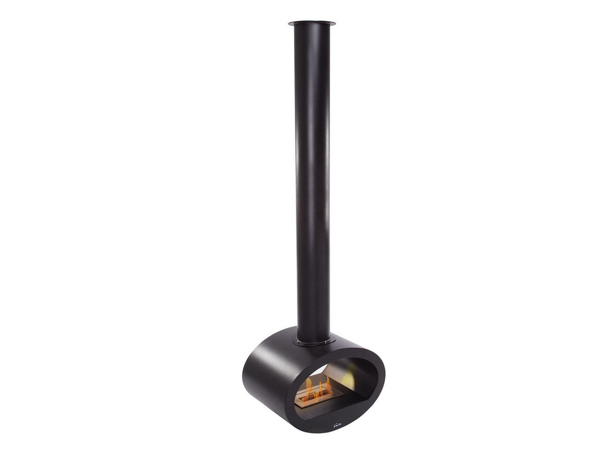 BIOETHANOL-KAMIN Schwarz Deckenmodell mit Rohr inklusive 1.5 L Brennblock - Schwarz, Metall (65/190/40cm) - Purline